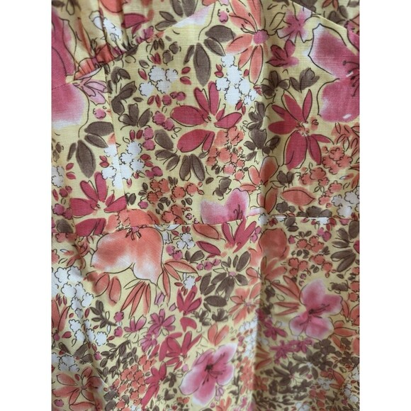 Loft Floral Linen Blend Dress Yellow Pink Size 8 NWOT Coquette Feminine Lovely - Picture 5 of 7